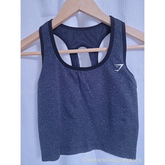 Gymshark Adapt Animal Seamless Black Crop Tank Women's size MEDIUM - Picture 1 of 4